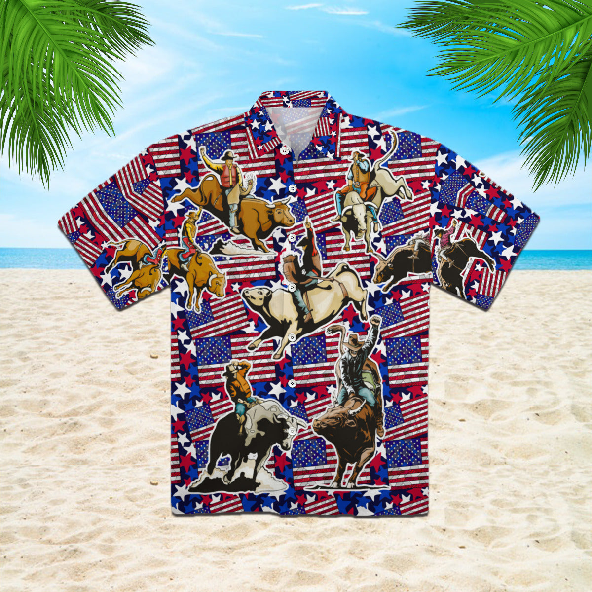 Bull Riding American Flag Hawaii Shirt For Men And Women Ha88316