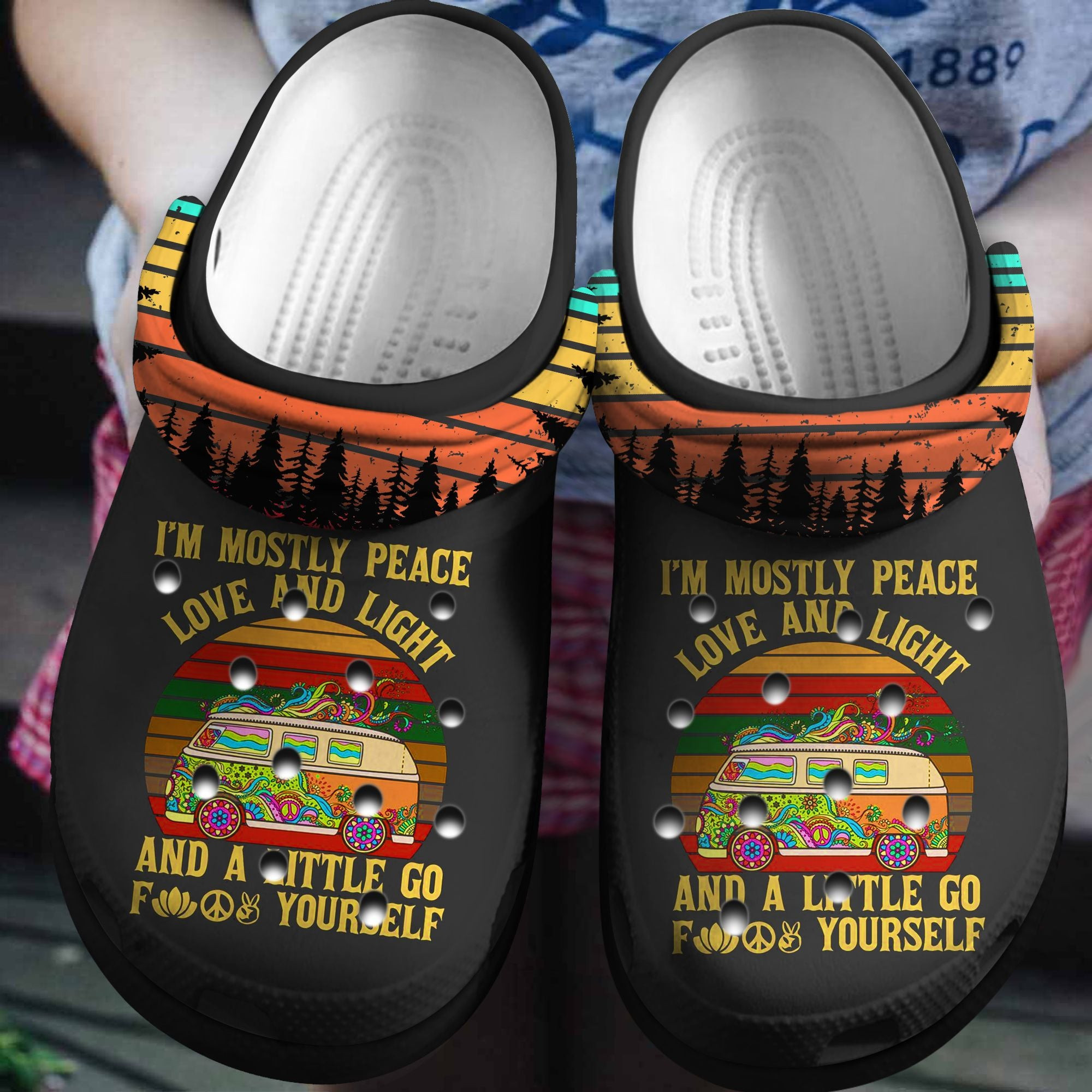 Peace Love And Light Hippie Vans Shoes Crocs Clogs Gift For Birthday Christmas – Love-Light