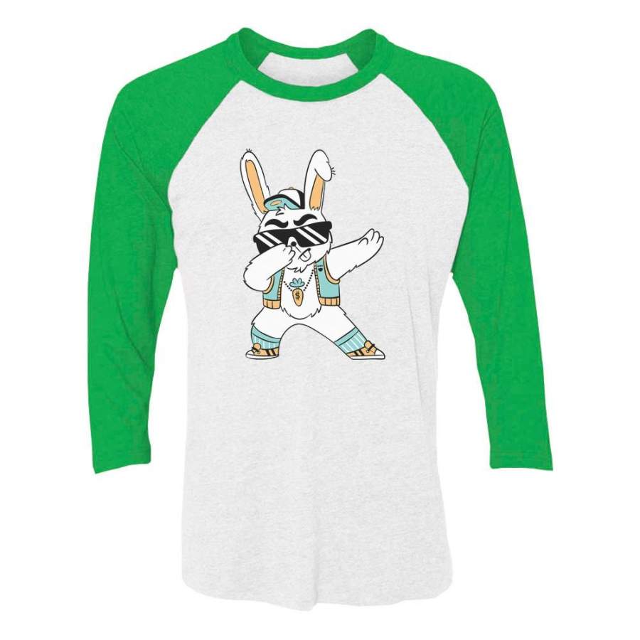 Dabbing Bunny 3/4 Women Sleeve Baseball Jersey Shirt