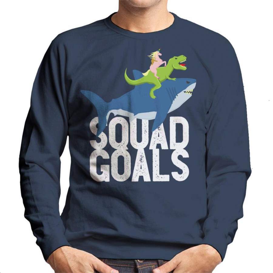 Squad Goals Sloth Shark Unicorn Rex Men’s Sweatshirt