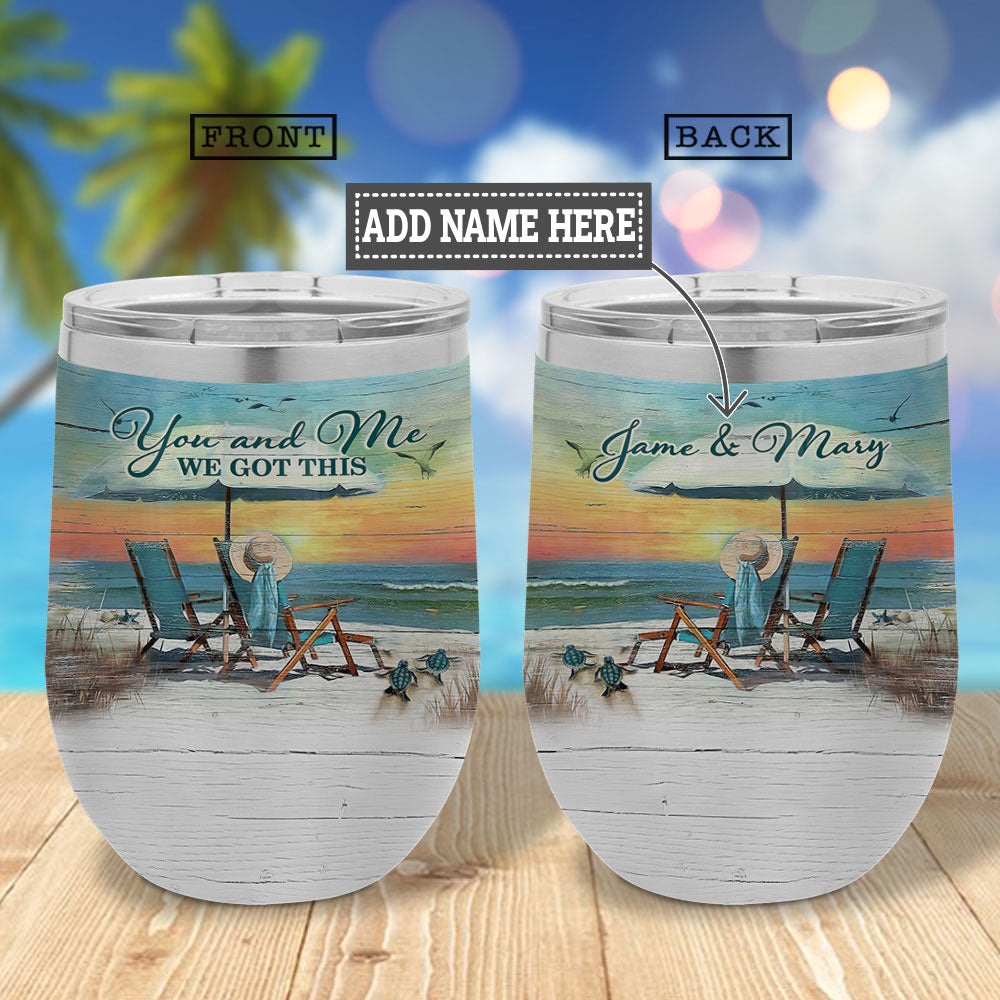 Personalized Beach Couple Hlmz0507002Z Wine Tumbler