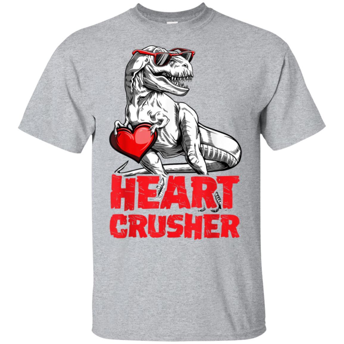 Valentines Day Dinosaur shirt Boys Kids Heart Crusher T rex