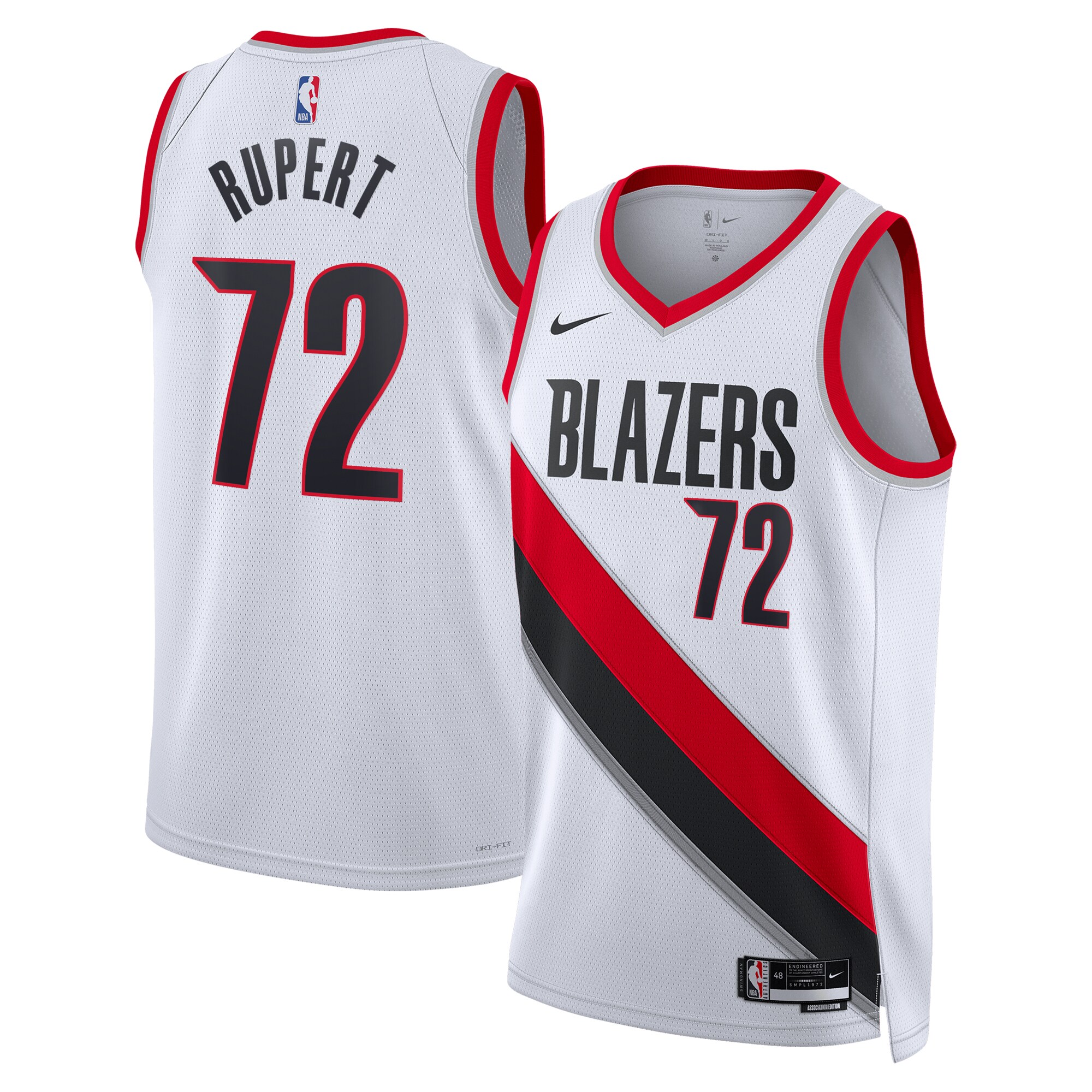 Portland Trail Blazers Association Edition Swingman Jersey – White – Rayan Rupert – Unisex