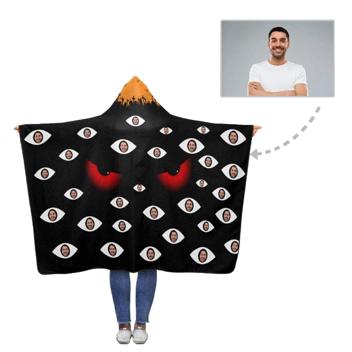 Custom Face Eyes Hooded Blanket