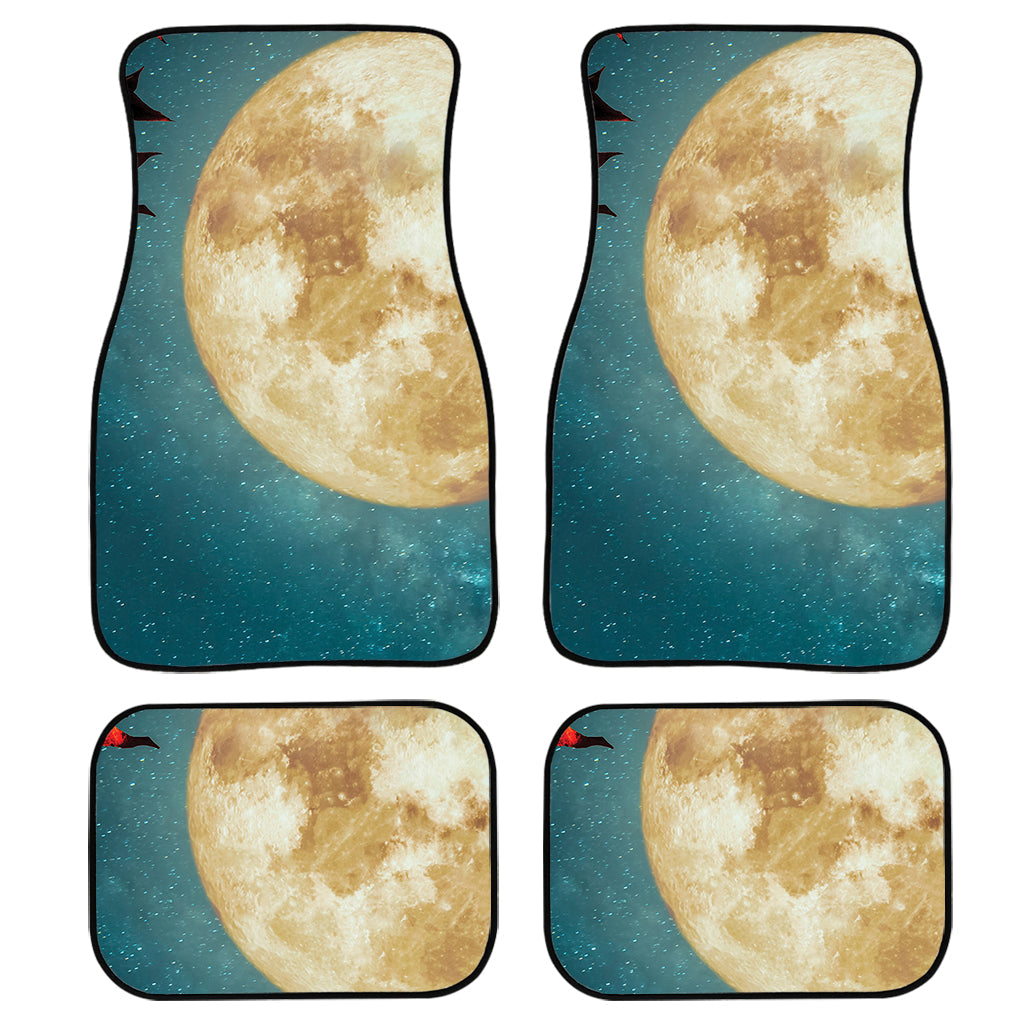 Autumn Full Moon Print Front And Back Car Floor Mats, Front Car Mat