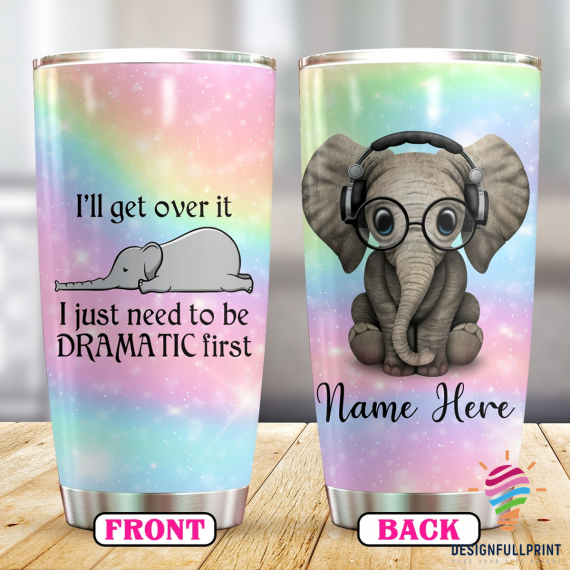 Gift For Elephant Lover Rainbow Elephant Personalized Tumbler Chm