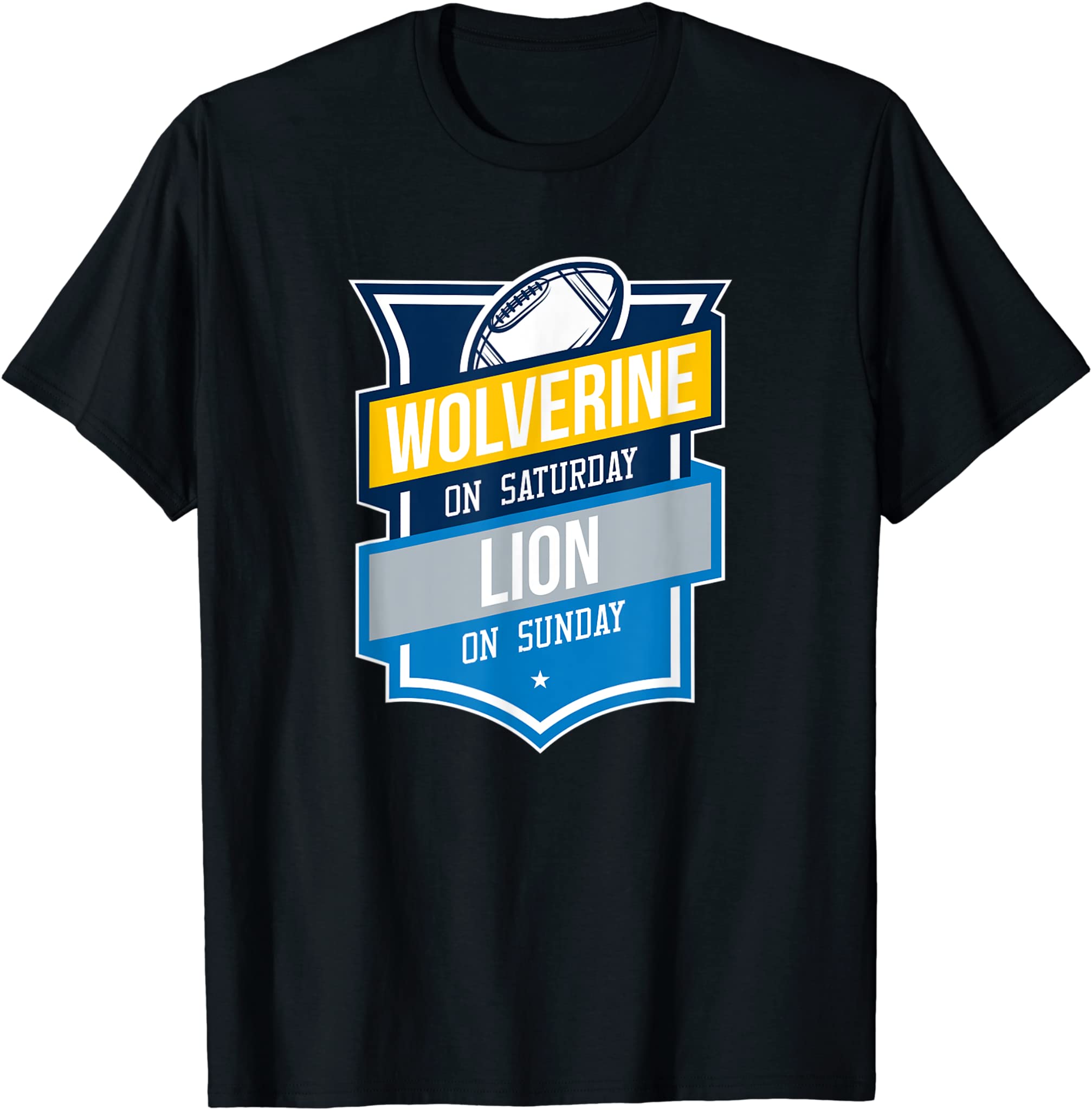 Retro Wolverine On Saturday Lion On Sunday Michigan Gift T-Shirt