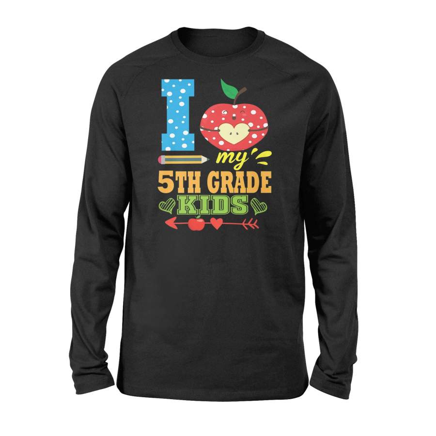 Heart Pencil Face I Love My 5Th Grade Kids Long Sleeve T-Shirt