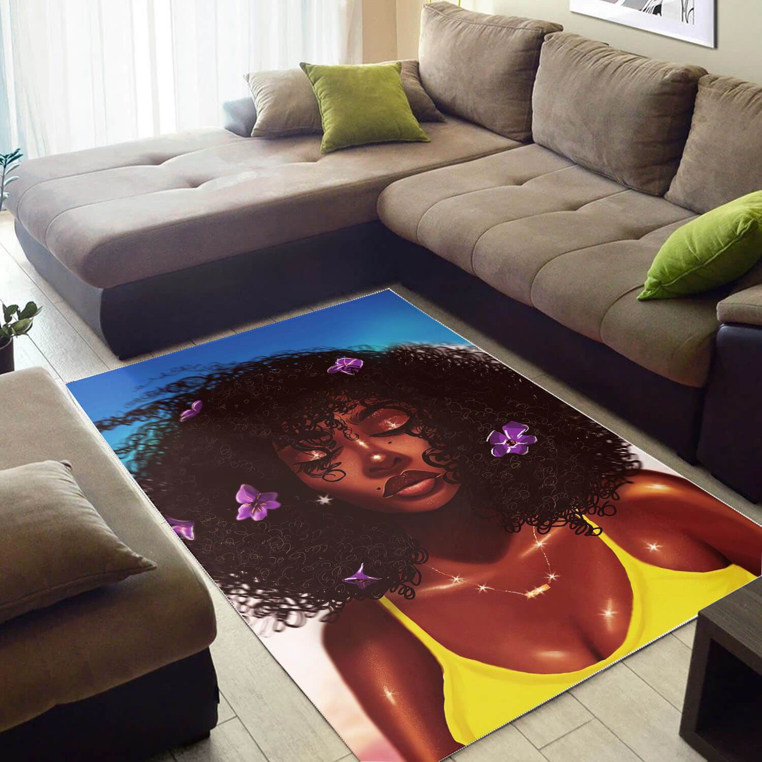 Afrocentric Rugs Pretty Black Afro Girl African Design Floor Rug Afrocentric Home Decor And Style WBG37295