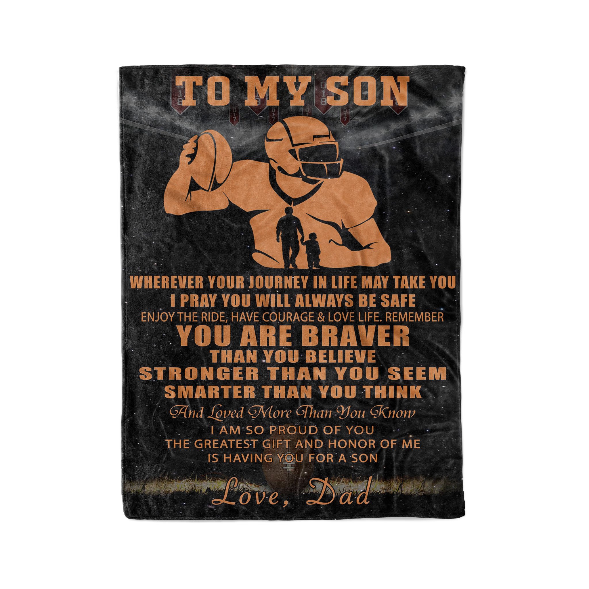 Fleece American football Blanket dad to son Wherever your journey in life may take you