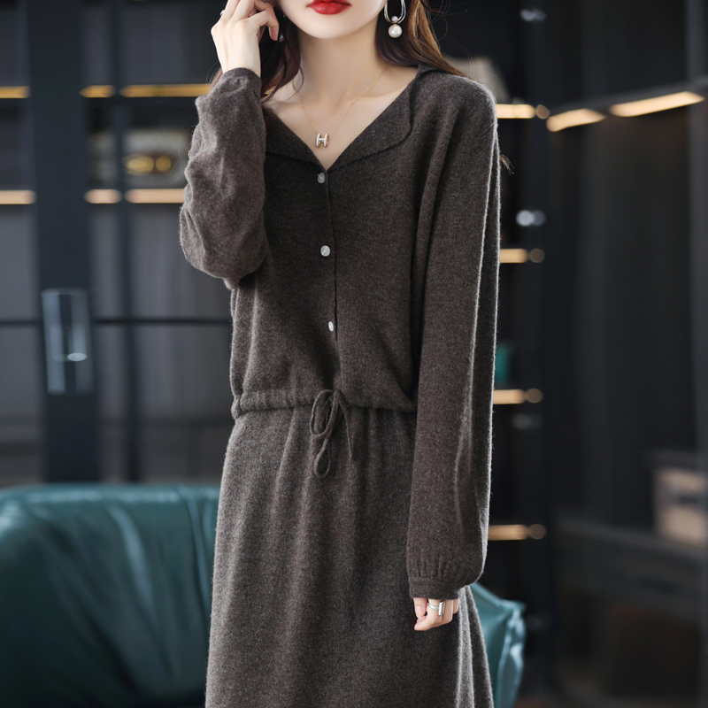 Spring And Autumn New 100% Pure Wool Ladies Knitted Skirt Two-Piece High-End Solid Color Cashmere Sweater Fashion Skirt alx