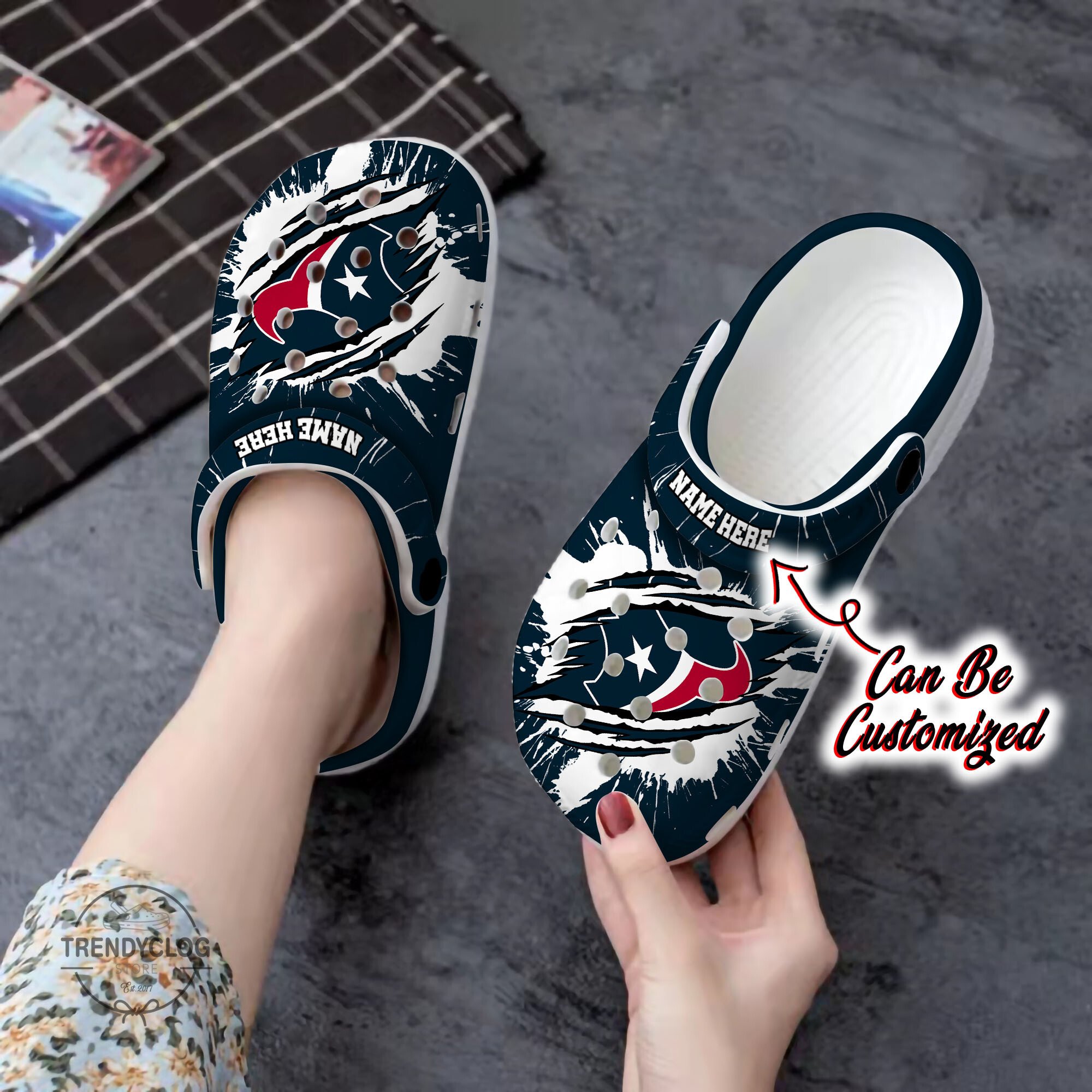 Texans Crocss – Personalized H.Texans Football Ripped Claw Clog Shoes ...