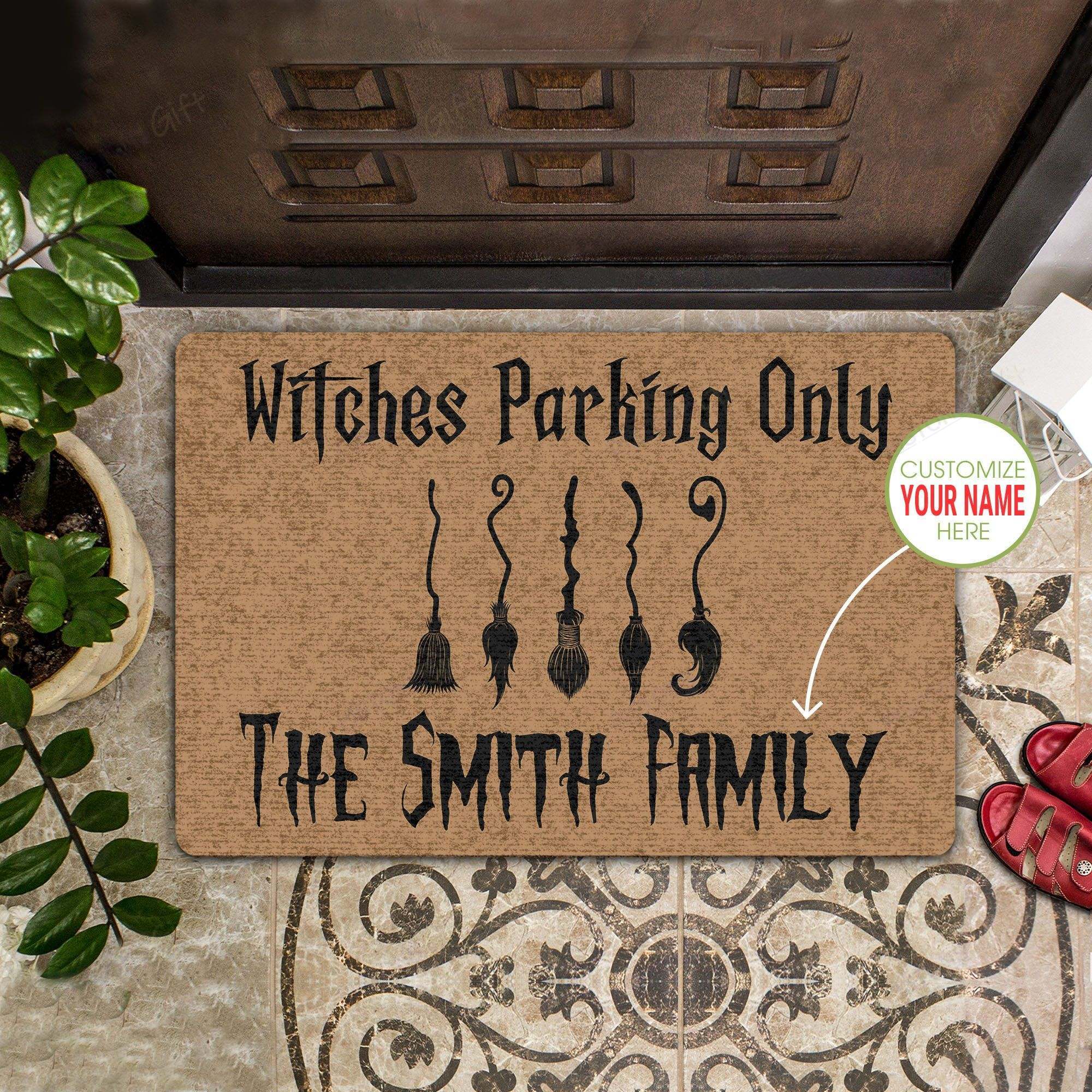 Witches Parking Only Personalized All Over Printing Doormat