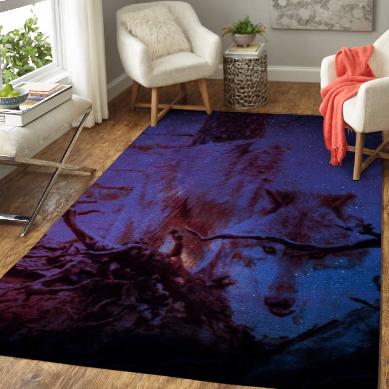 Wolf Looking at Prey – Animals Area Rug Carpet