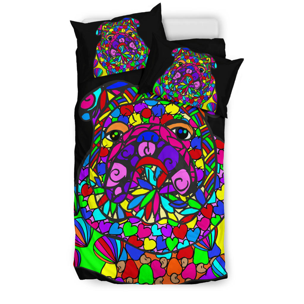 Bulldog Black Bedding Set – Duvet / Comforter Cover And Two Pillow Covers –  Art By Cindy Sang – Jillnjacks Exclusive