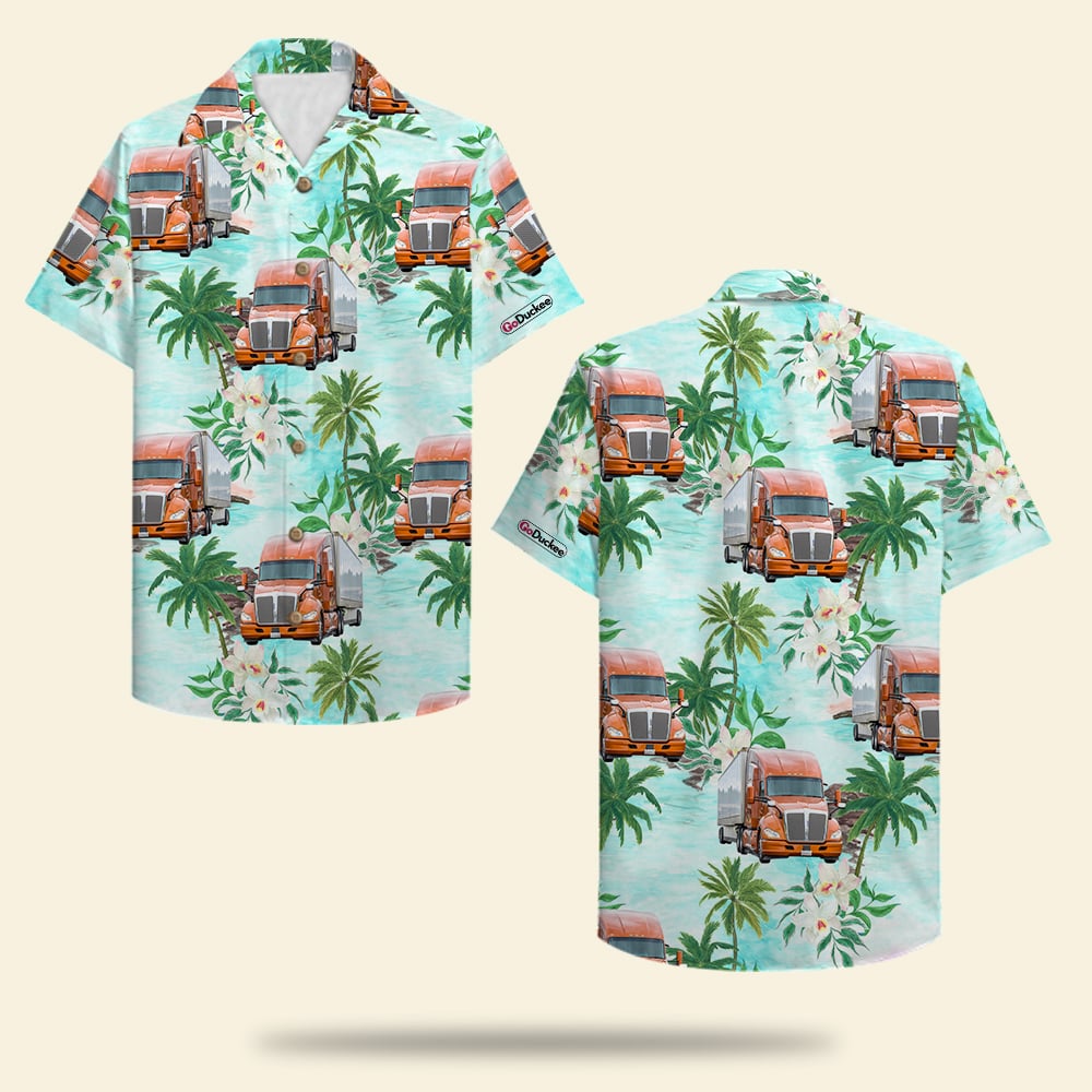 Custom Photo Truck Driver Hawaii Shirt Coconut Tree Pattern Ha23870