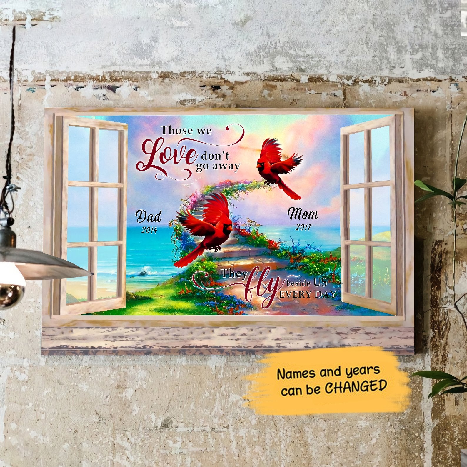 Cardinal Memorial 3D Canvas Birds Loveraeticon Personalized Home Decor Gift Idea Gift Birthday Gift Mothers Day Fathers Day