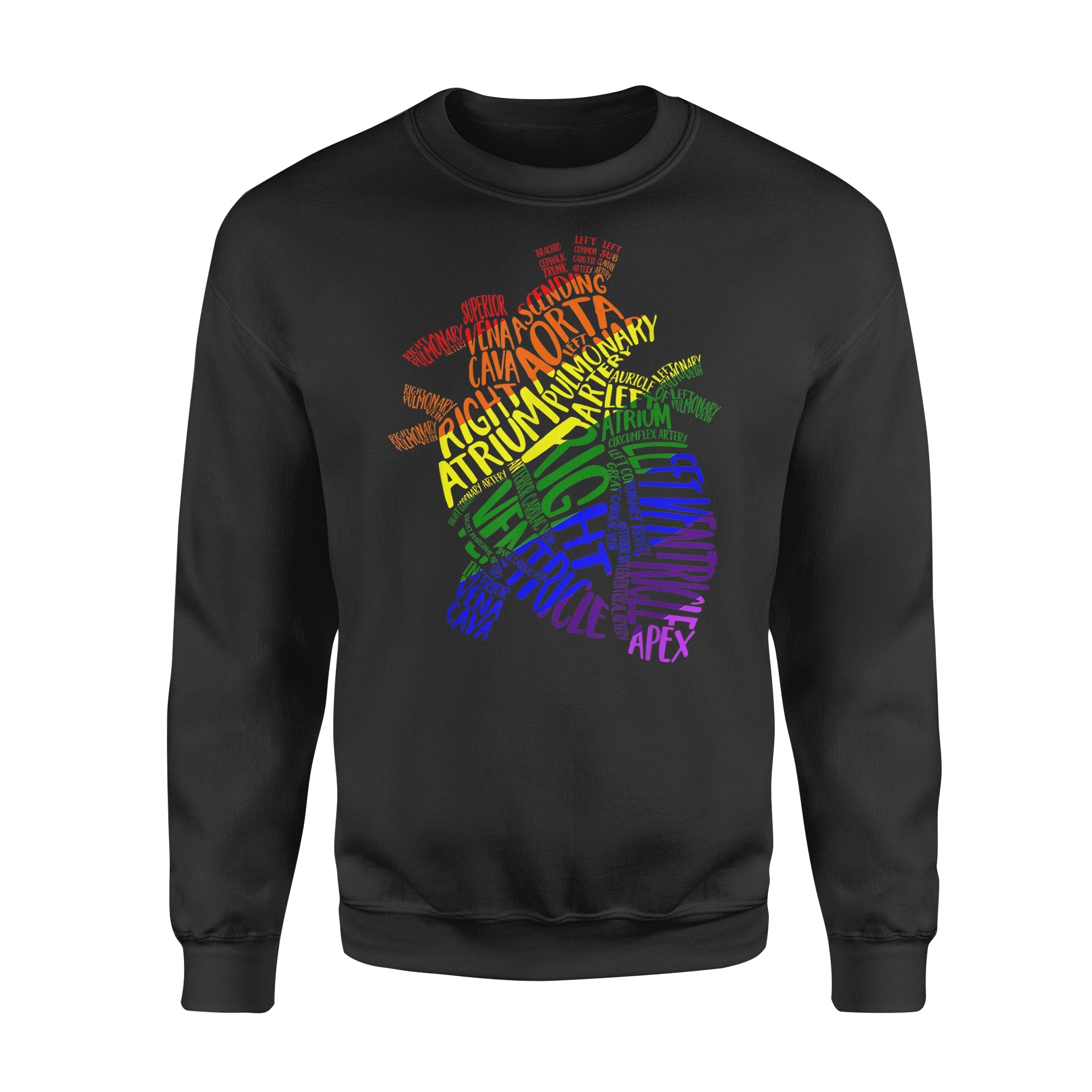 Anatomical Heart Shirt Cardiac Nurse with LGBT – Premium Crew Neck Sweatshirt