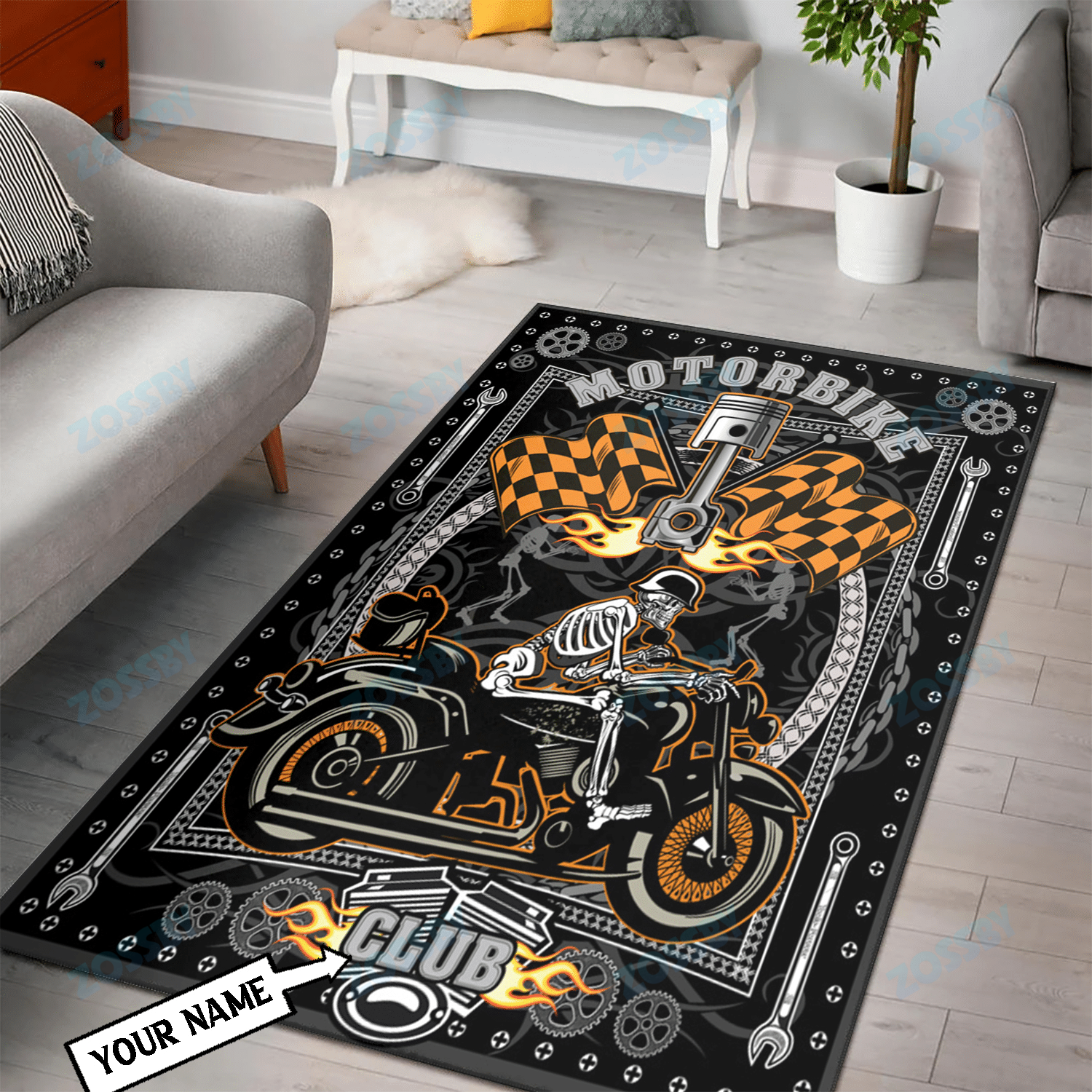 Vintage Motorcycle Club Rug