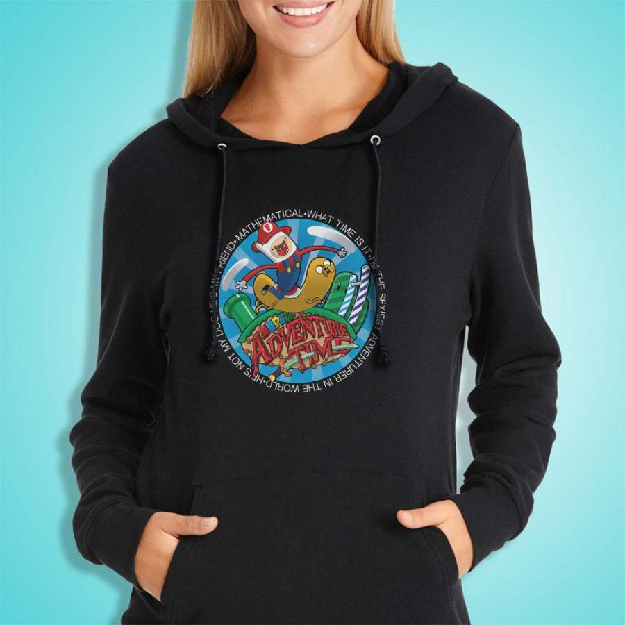 Super Mario Adventure Time Funny Parody Women’S Hoodie