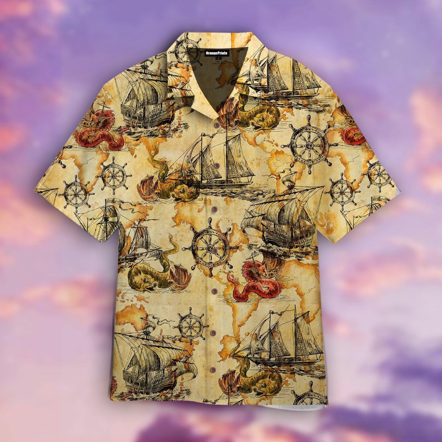 Vintage Sailboats And Dragons Hawaii Shirt For Men Women Ha89939