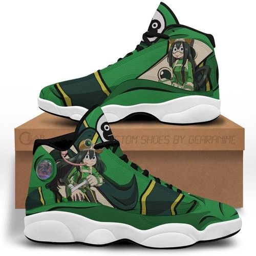 Tsuyu Asui Jordan 13 Shoes My Hero Academia Anime Sneakers JD13 Sneakers Personalized Shoes Design