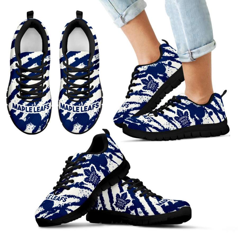 Stripes Pattern Print Toronto Maple Leafs Sneakers