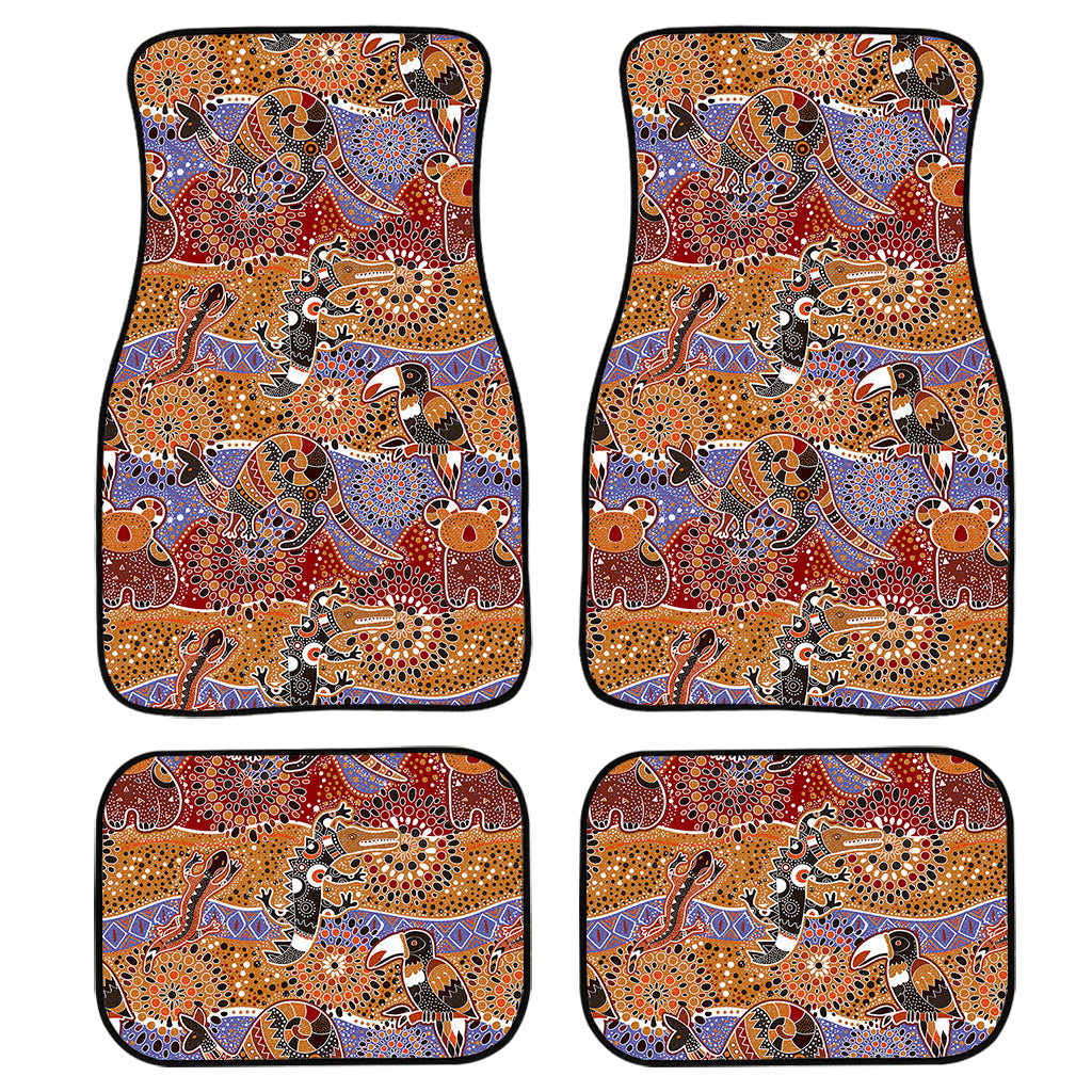 Australian Animals Pattern Print Front And Back Car Floor Mats, Front Car Mat