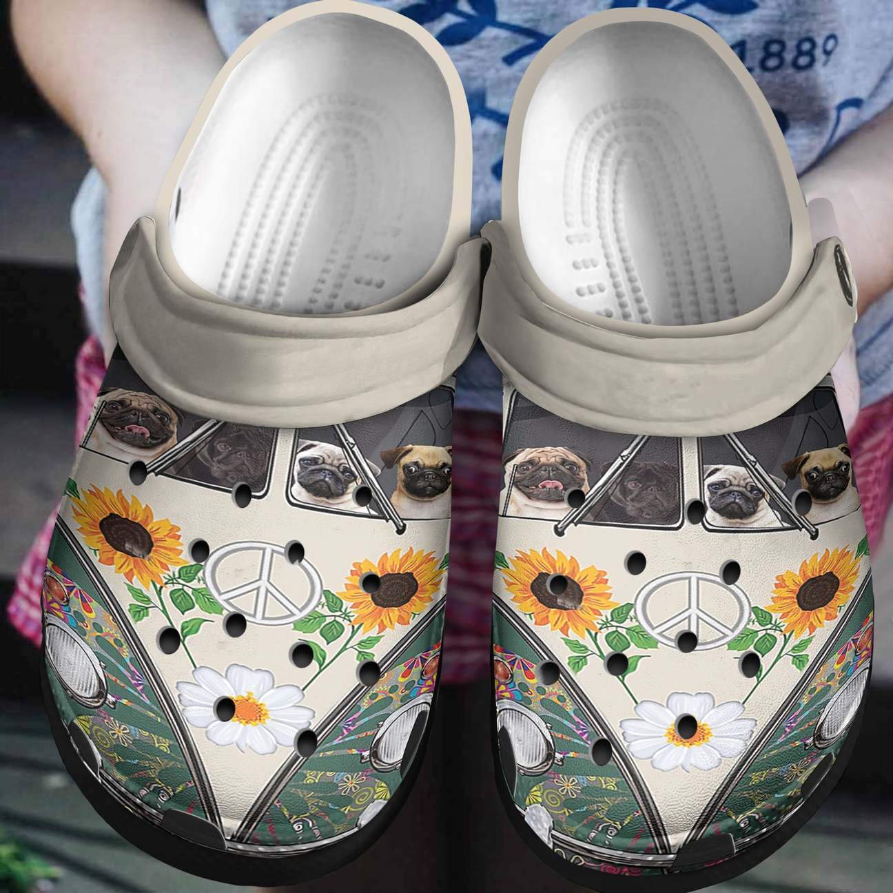 Pug Personalized Clog, Custom Name, Text, Color, Number Fashion Style For Women, Men, Kid, Print 3D Pug Hippie