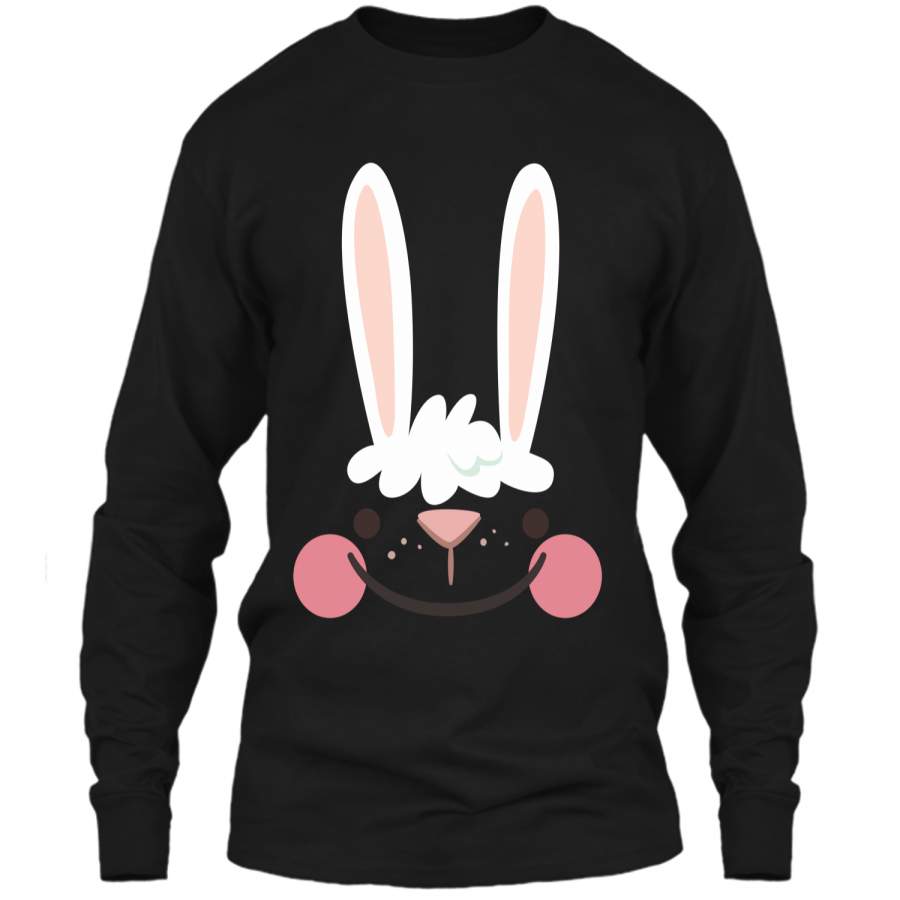 Classic Easter Bunny Face Happy Easter T Shirt for Kids LS Ultra Cotton Tshirt