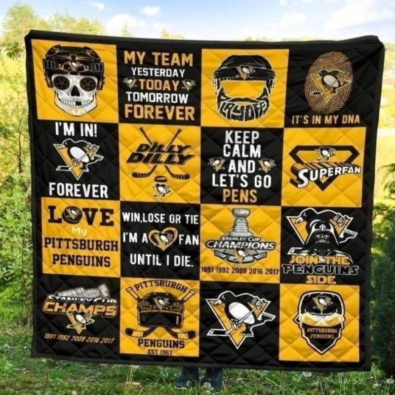 My Team Pittsburgh Penguins Quilt Blanket Hockey Fan Gift Idea MN09