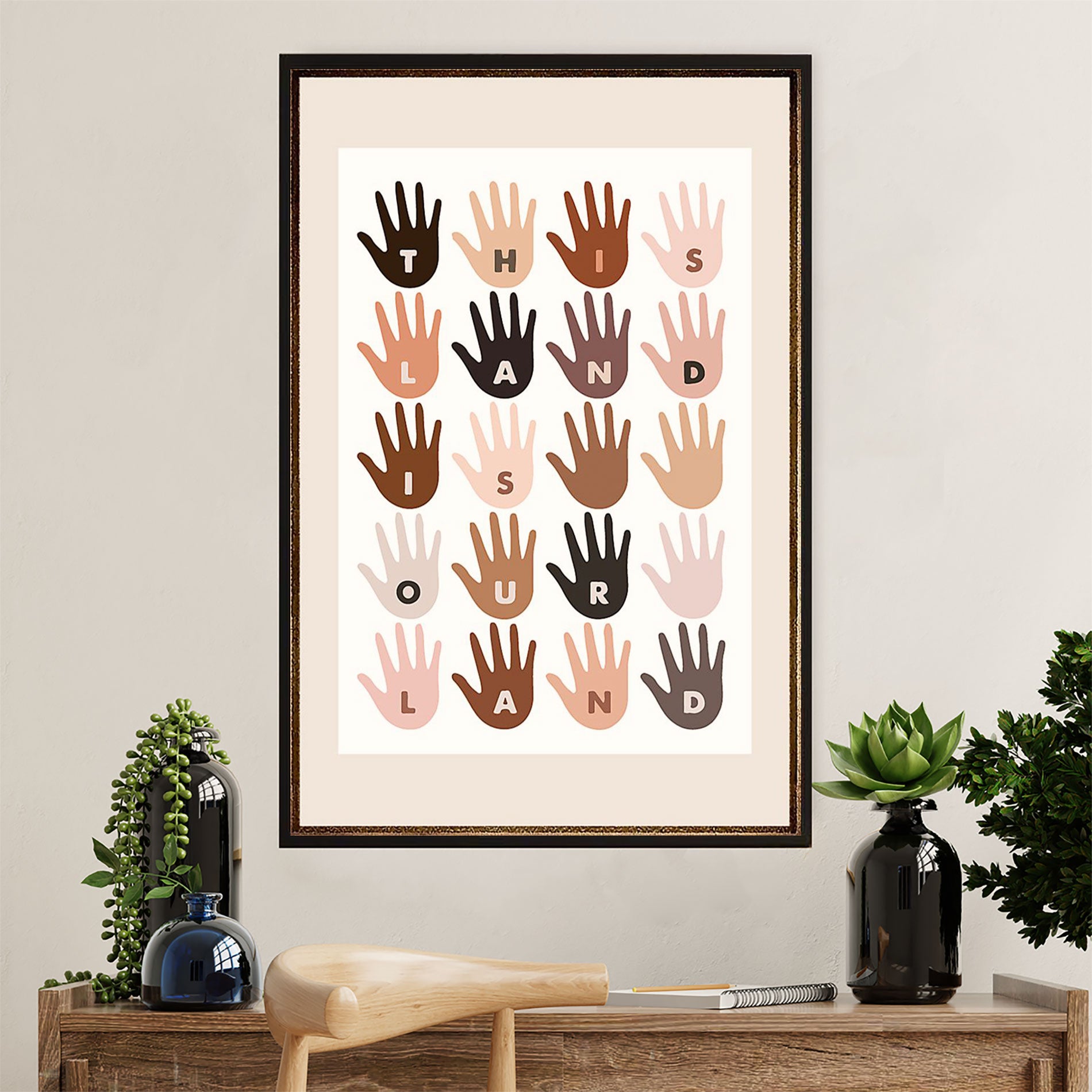 African American Afro Poster Prints | This Land Is Our Land | Wall Art Gift For Black Girl