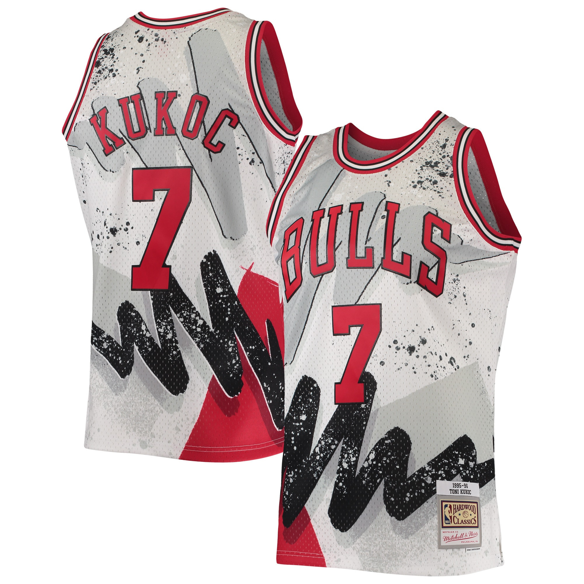 Toni Kukoc Chicago Bulls Mitchell & Ness Hardwood Classics 1995-96 Hyper Hoops Swingman Jersey – White NBA