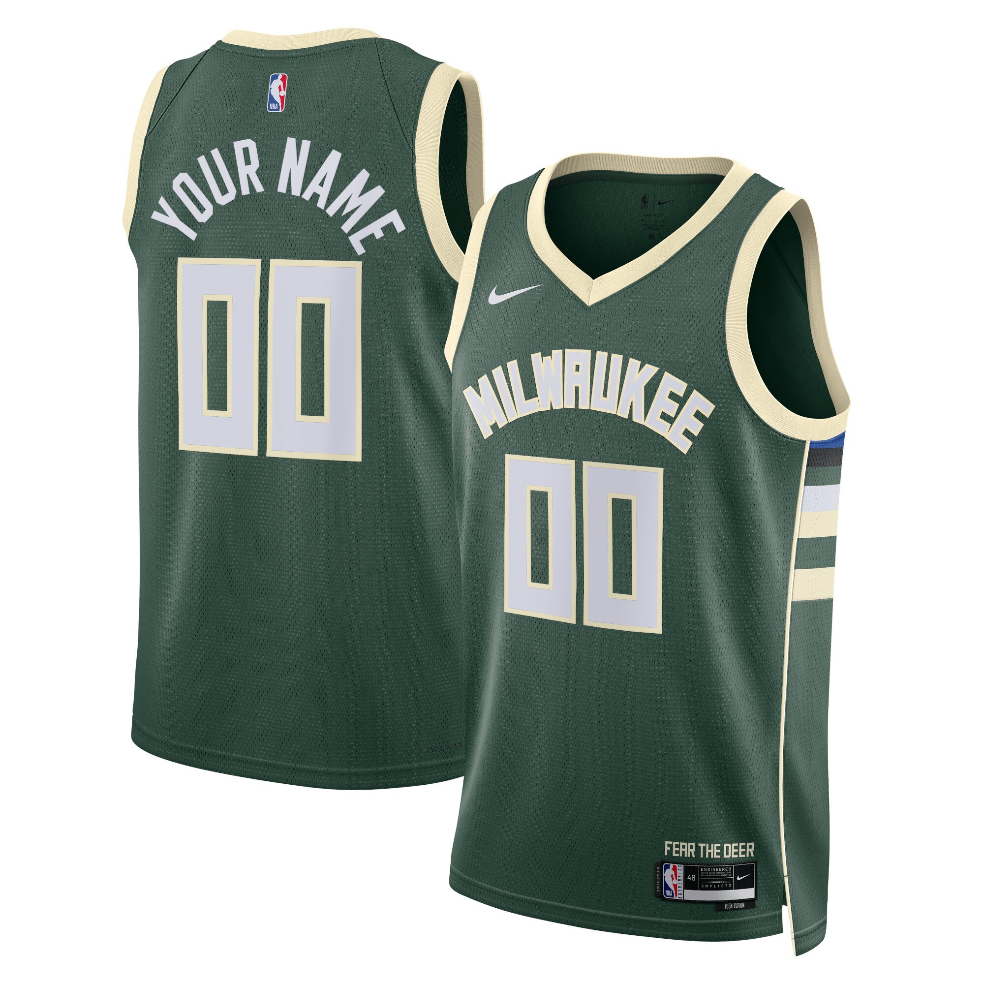 Milwaukee Bucks Unisex Swingman Custom Jersey Hunter Green – Icon Edition