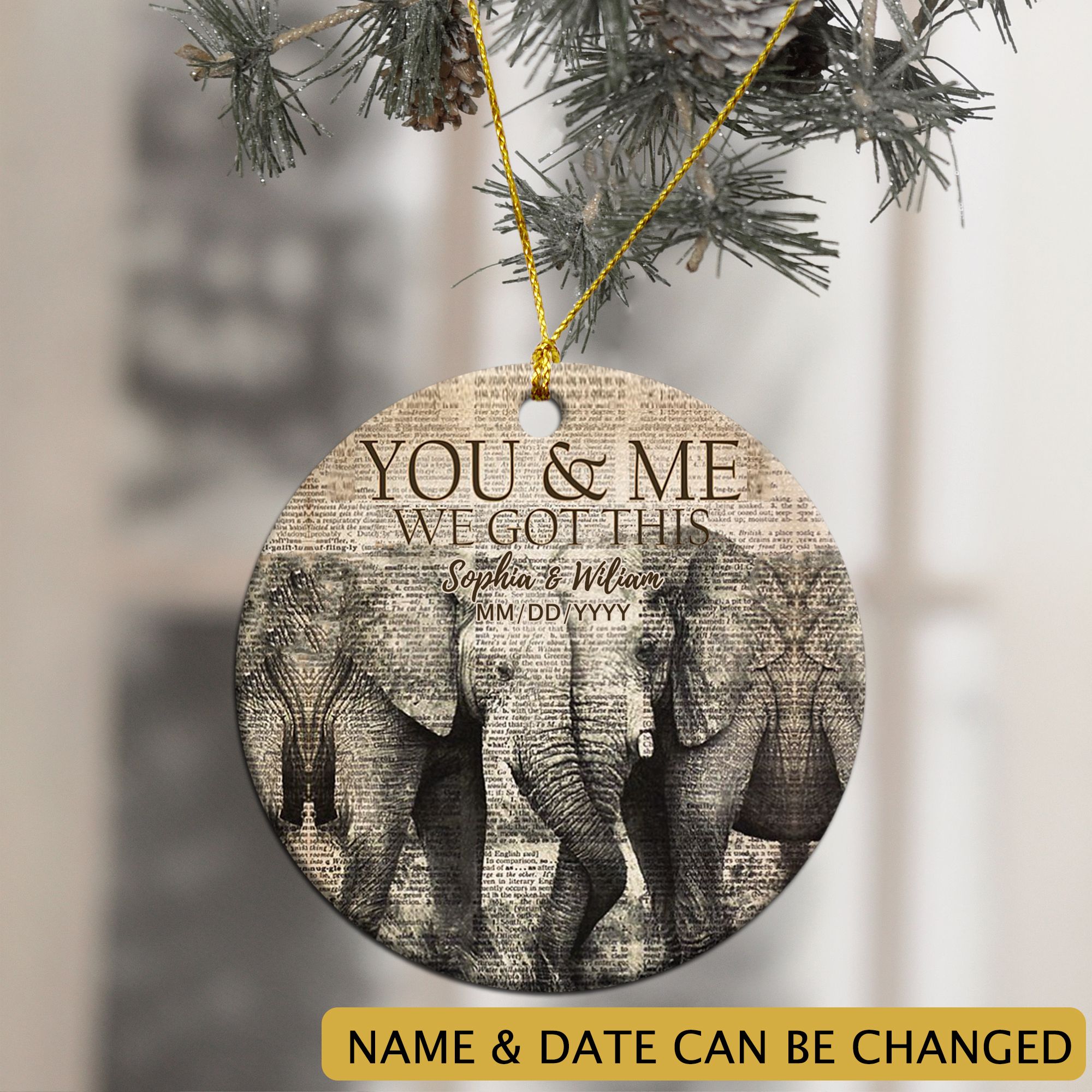 Personalized You And Me We Got This Elephant Ornament