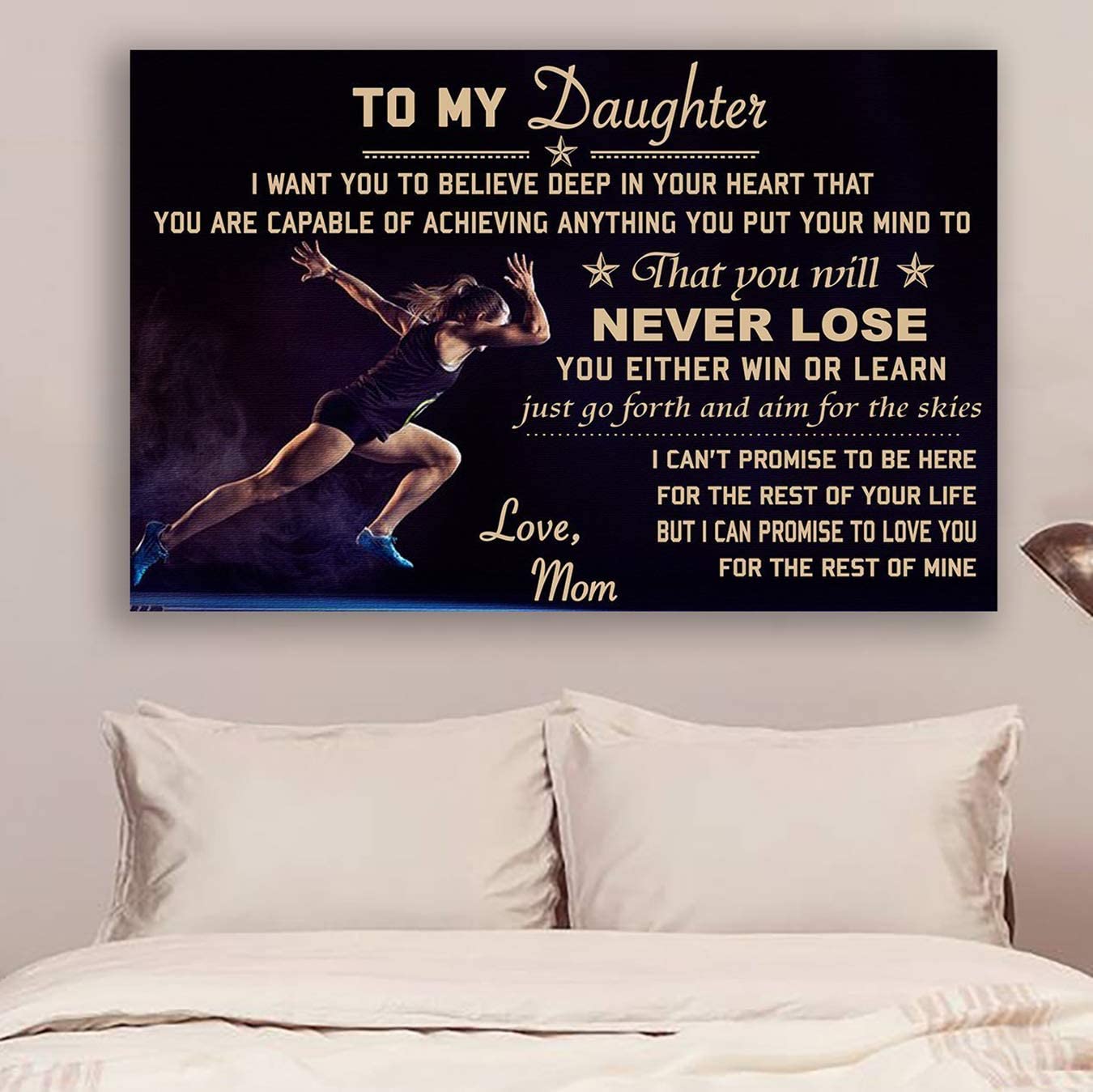 Poster for Room Aesthetic -Command Strips Wall Decor – Cv879 Lhd Athletics Poster – Mom to Daughter – Never Lose