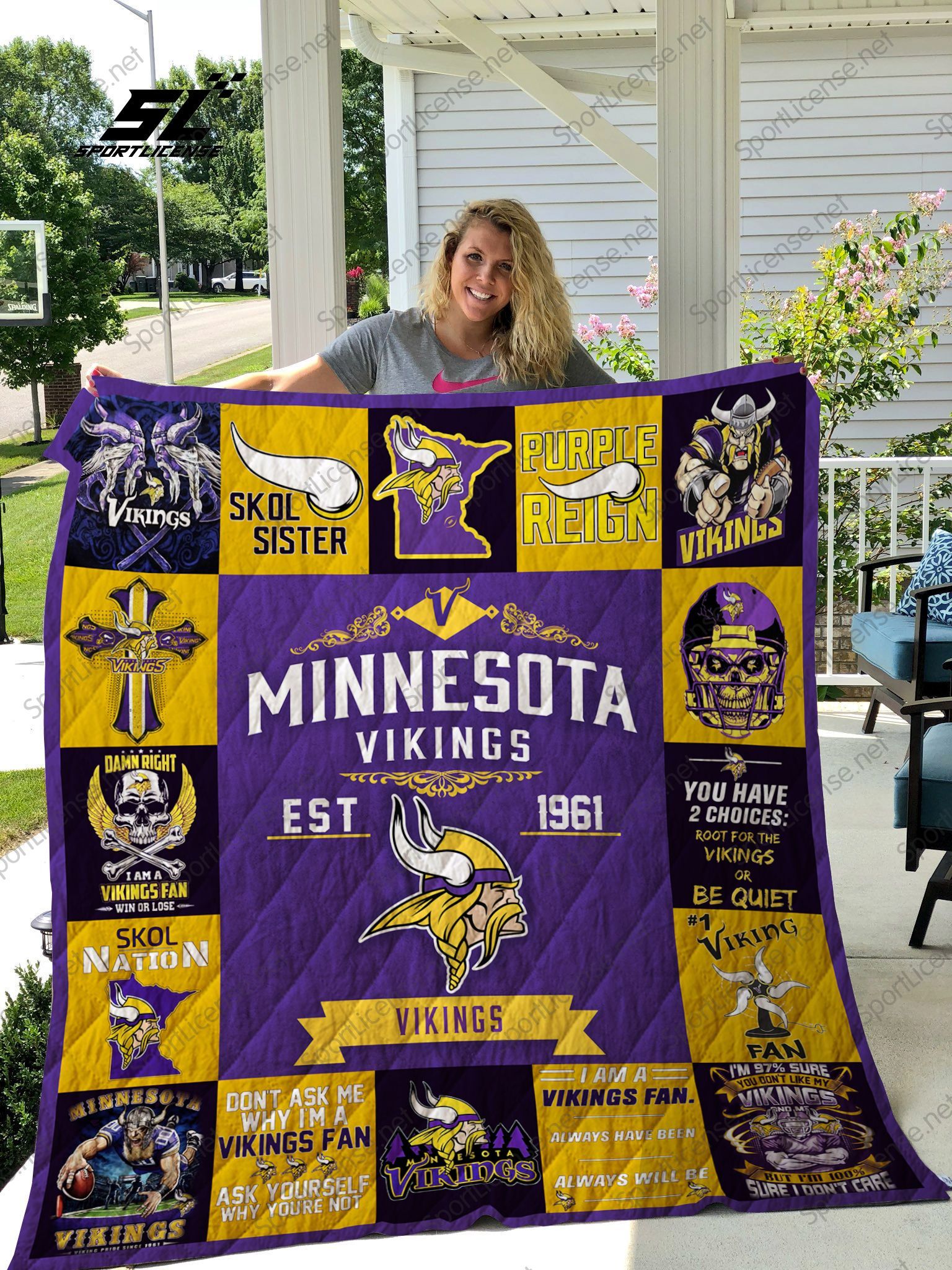 Minnesota Vikings Quilt Blanket Ver 17