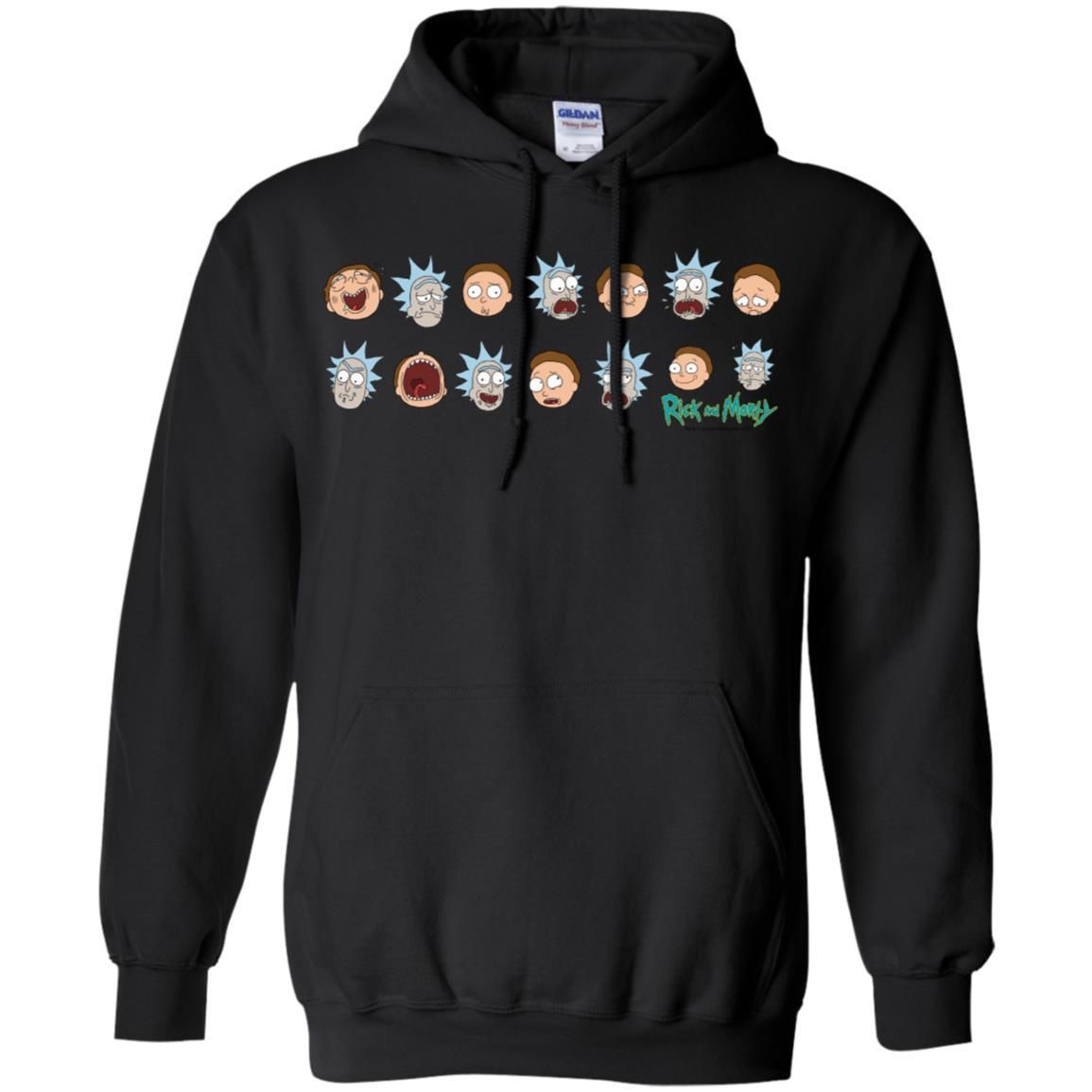 Rick And Morty Expressions Men Pullover Hoodie - EmprintsTOP