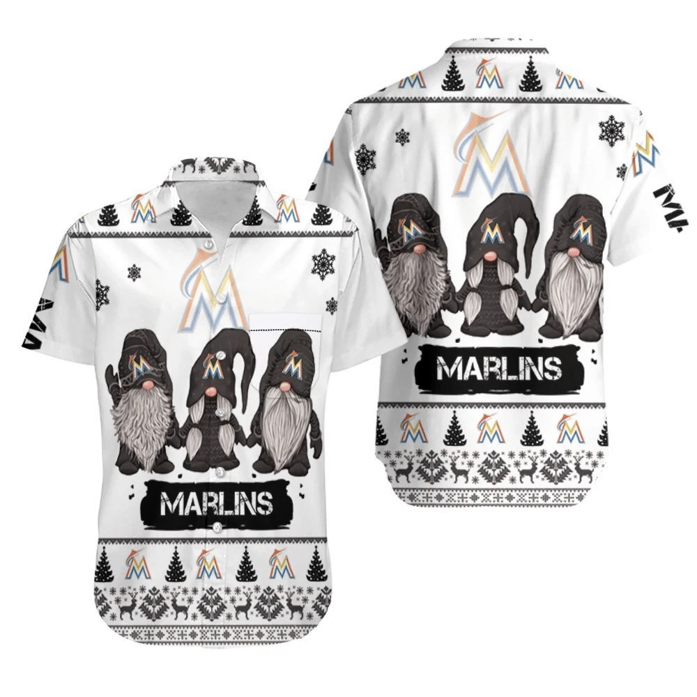 Christmas Gnomes Miami Marlins Ugly Sweatshirt Christmas 3D Hawaiian Shirt Combo Beach