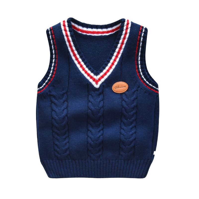 Baby Boys Sweaters Children’s Clothes V-neck Hemp Cotton Vest School Uniform Knitted Toddler Boy Sweaters CENKIBEYRA alx