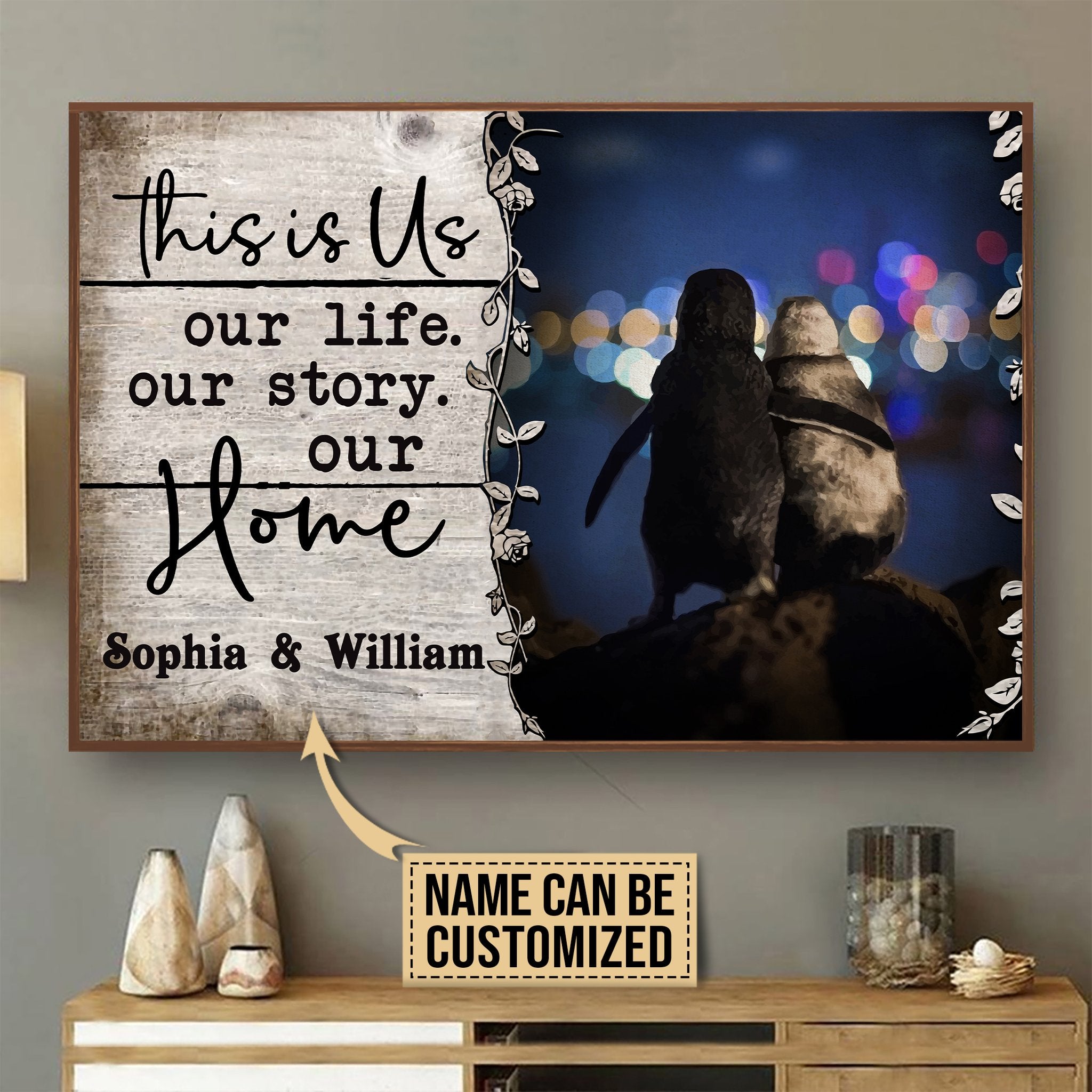 Personalized Canvas, Custom Canvas Prints Penguin Hug This Is Us Poster Print, Canvas Poster Wall Art, Canvas Print Wall Decor