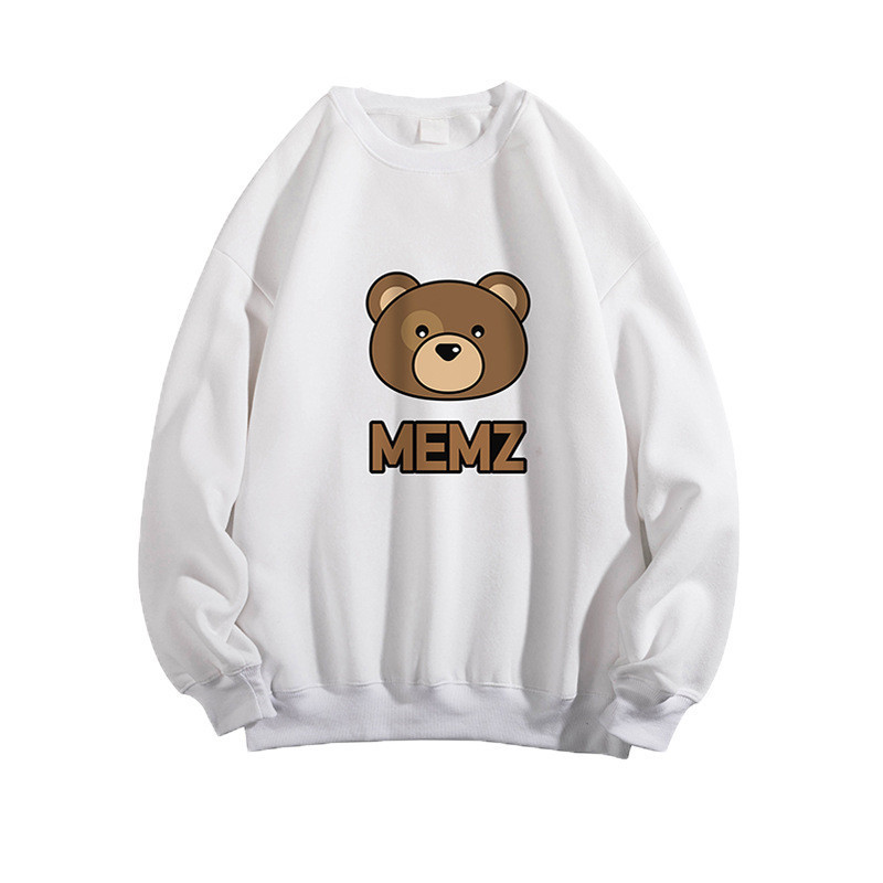 WETOLGD 2022 New Men’s Trendy Clothing Top Spring and Autumn Round Neck Pullover Cartoon Cartoon Bear Print Flower Sweater alx