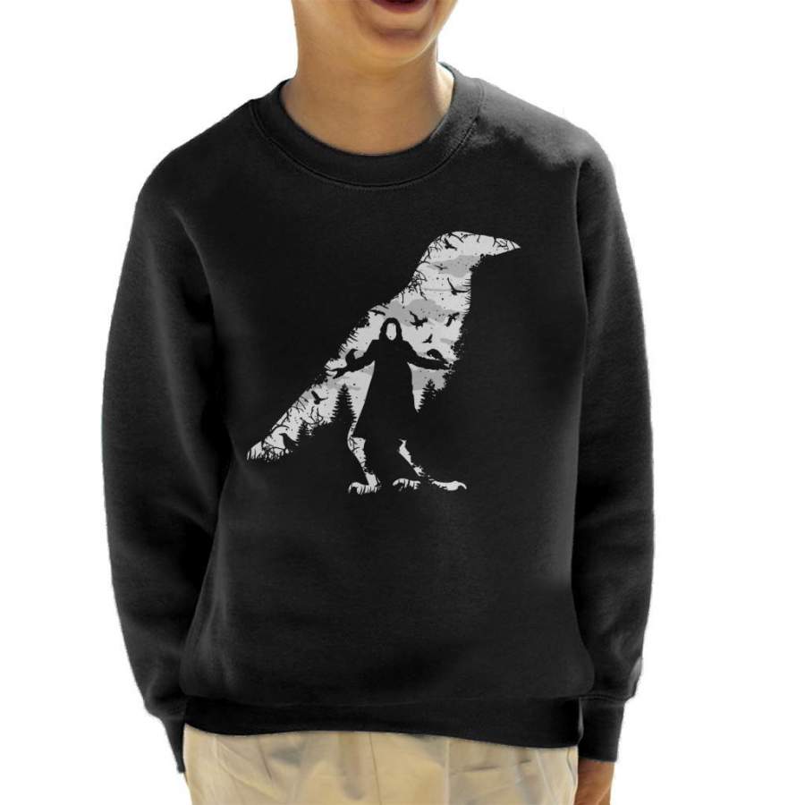Crow Night Sky Collage Kid’s Sweatshirt