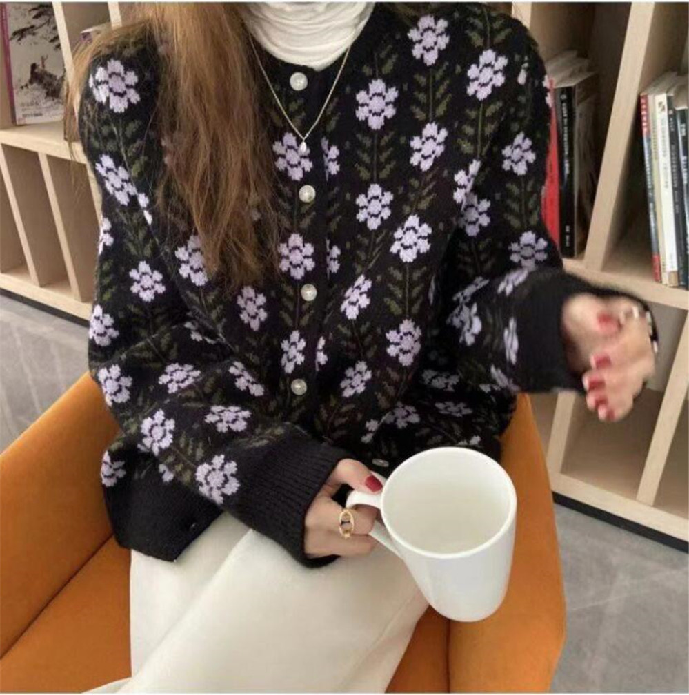 2021 Fashion Autumn Cardigan Women Sweet Knitted Sweater Cozy Preppy Cute Holiday Loose Knitwear Coat Thickened Pull Femme Tops alx