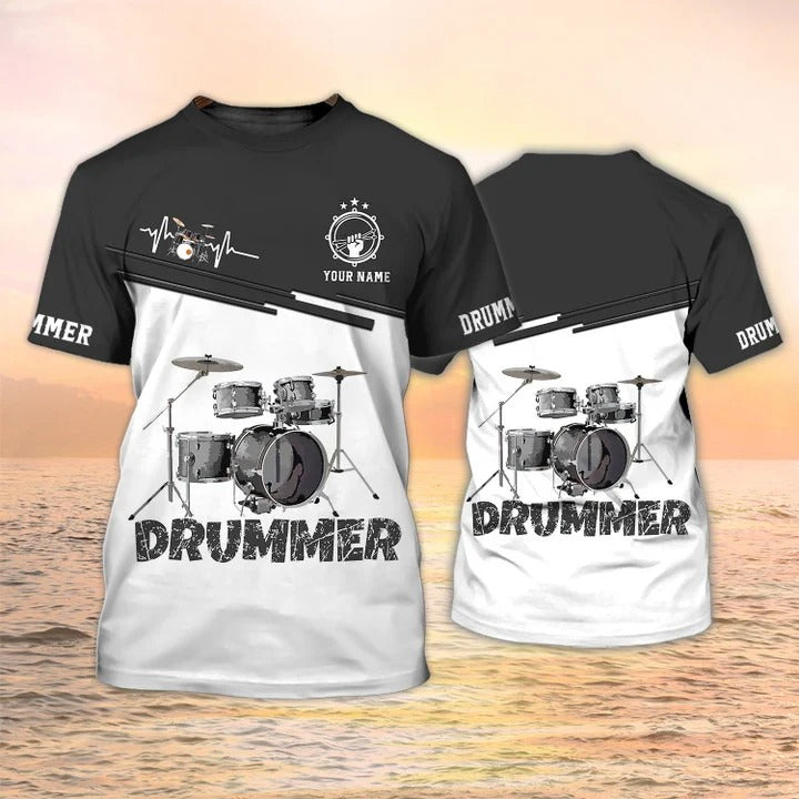 Custom Name Drummer Tshirt, 3D All Over Printed Drummer Shirt, Drummer Gifts