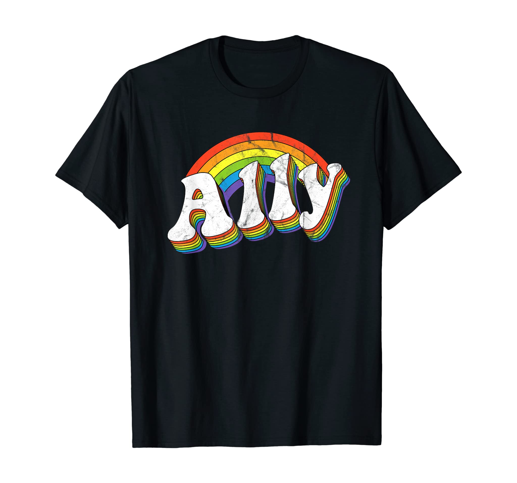 Retro Ally Lgbtq 70S Gay Pride Flag Lgbt Gift T-Shirt