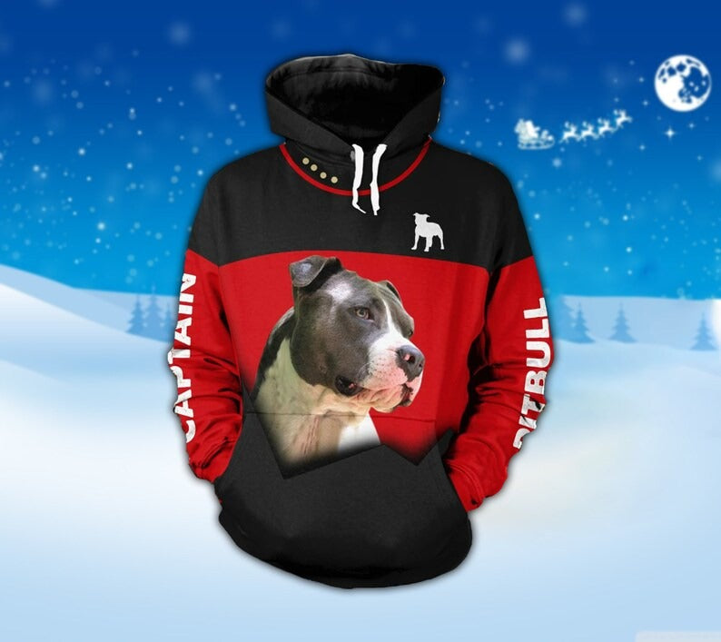 Funny Dog Hoodie, Dog Christmas Shirt, Pitbull Art Christmas Gift, Dog Halloween Shirt