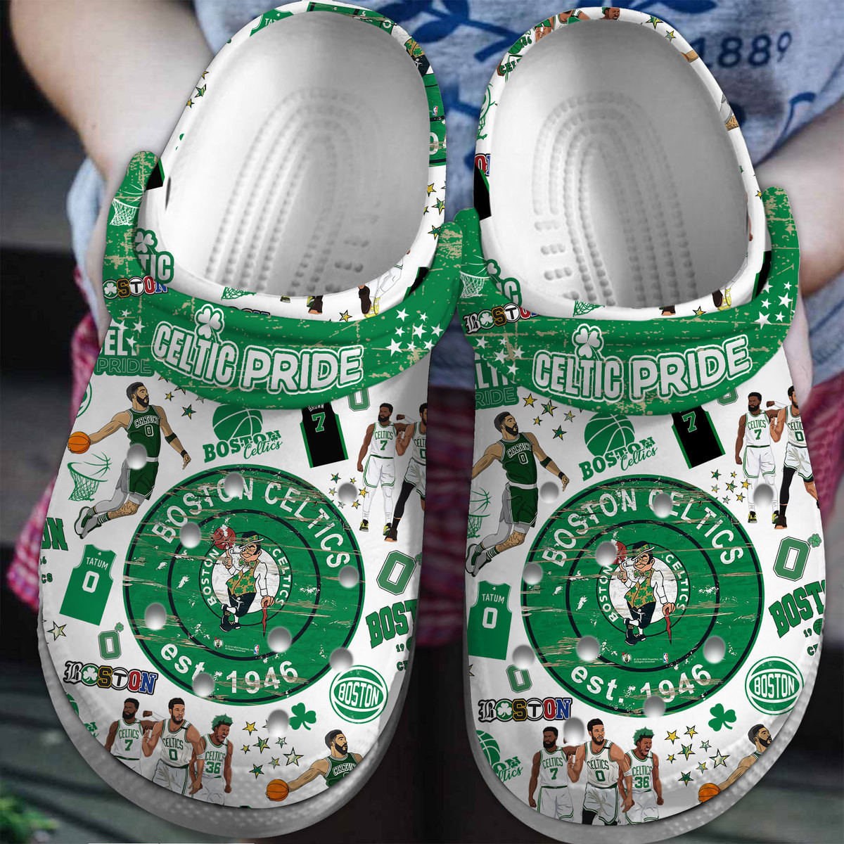 Premium Boston Celtics NBA Sport Crocs Crocband Clogs Shoes Comfortable For Men Women and Kids 3