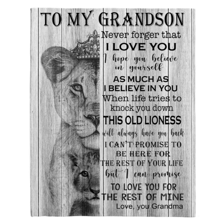 To My Grandson Never Forger I Love You For Rest Of Mine Believe Grandma Gift Lion Fleece Blanket Christmas Gift Ideas