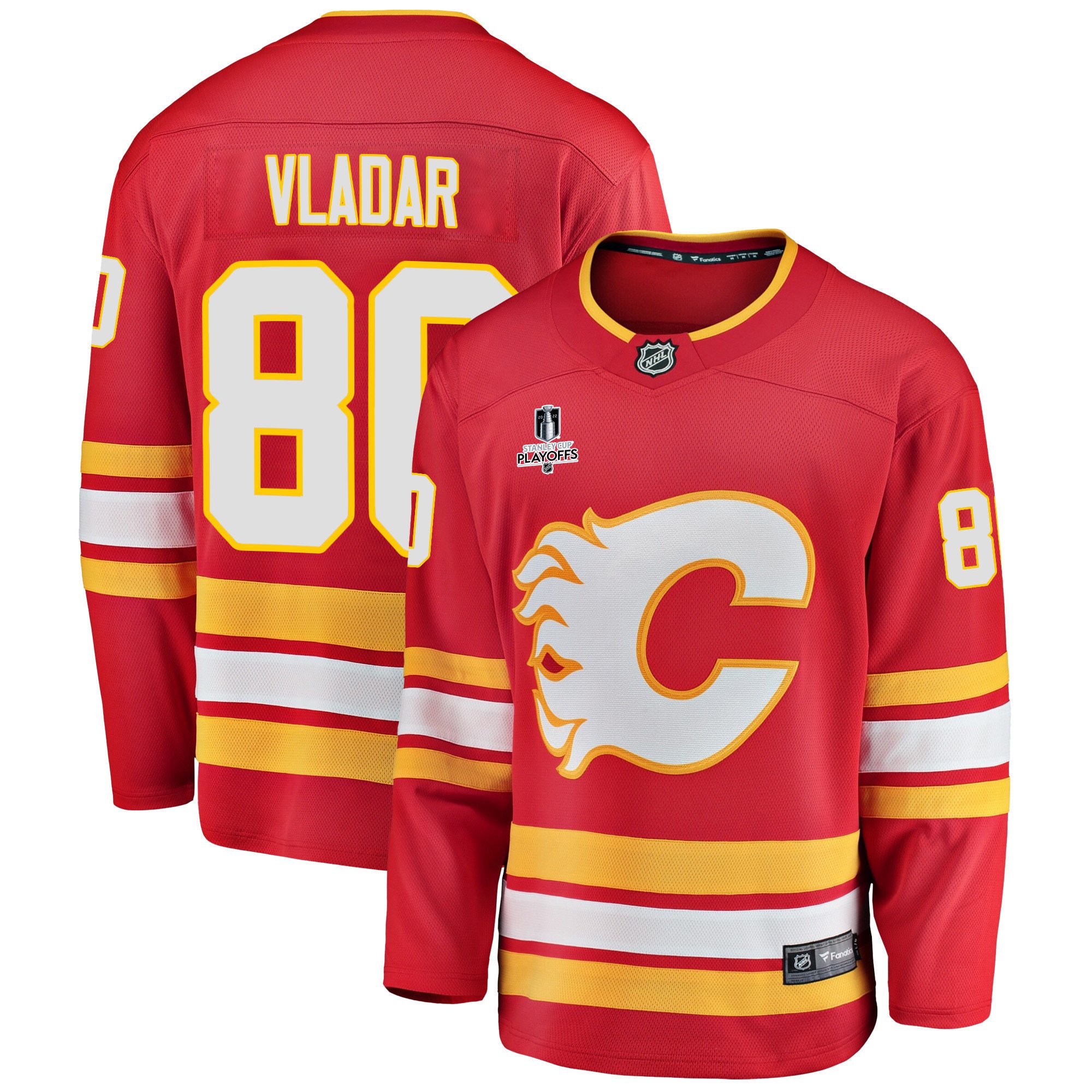 Calgary Flames Dan Vladar 80 Home 2022 Stanley Cup Playoffs Breakaway Men Jersey – Red